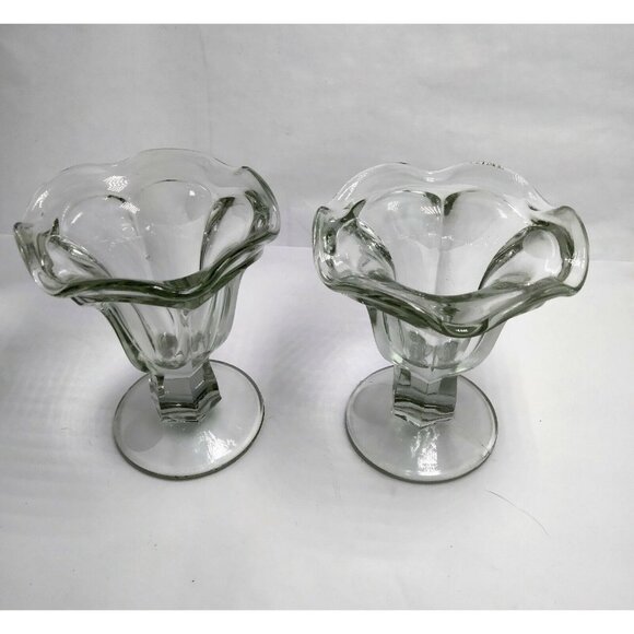 Sundae Ice Cream Dishes  Bowls Vintage Heavy Soda Fountain Train Mint Railroad - Picture 8 of 11